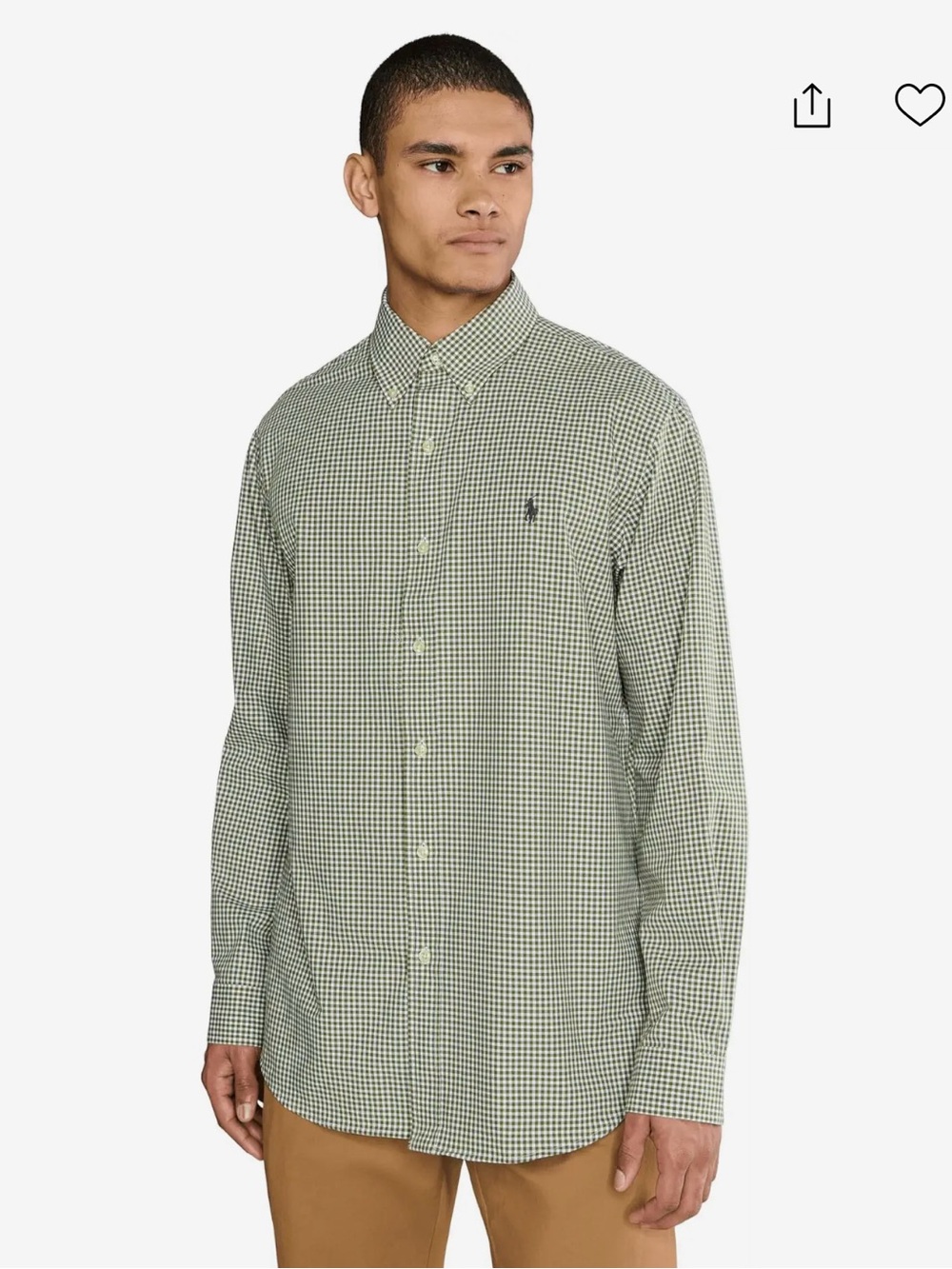 Men’s Ralph Lauren Classic Fit Gingham Stretch Plaid Shirt Size Large